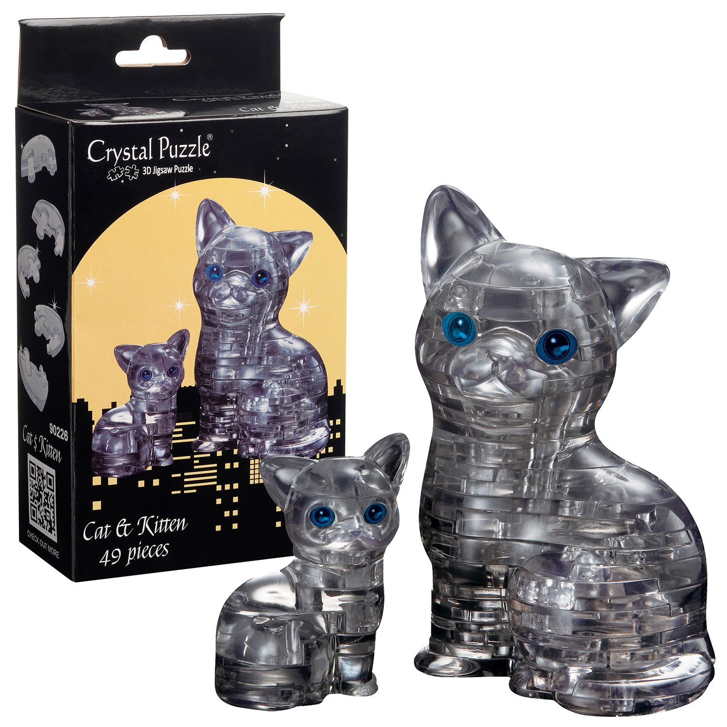 Кошка черная c с котенком, 3D-головоломка