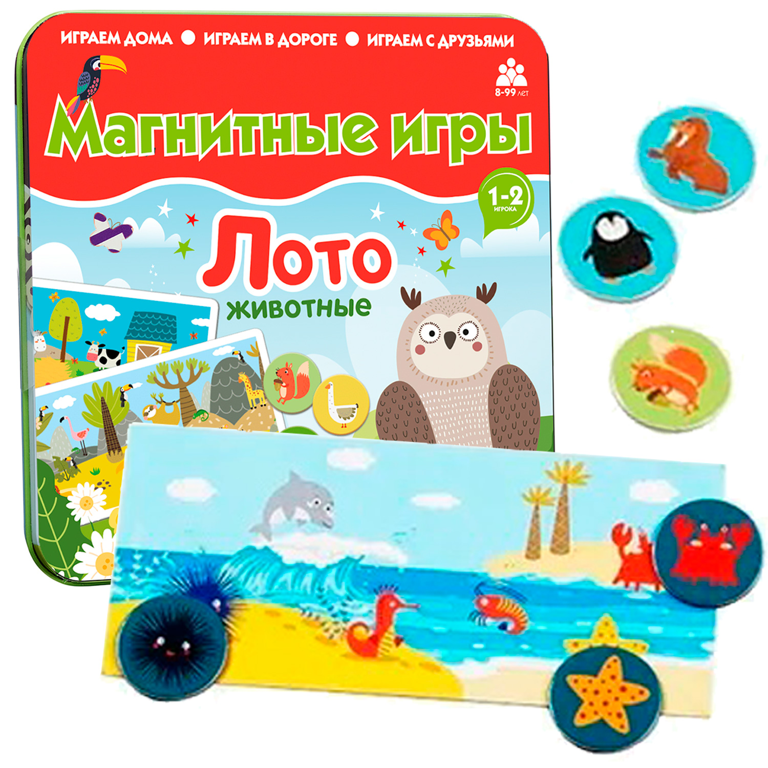 Лото "Животные", магнитная игра