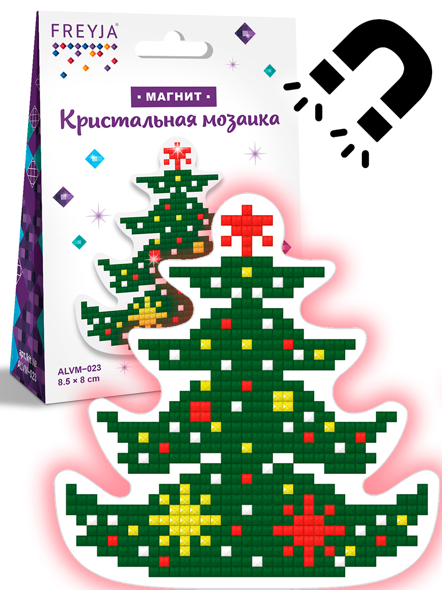 Алмазная мозаика "Ёлочка" магнит 8.5х9см