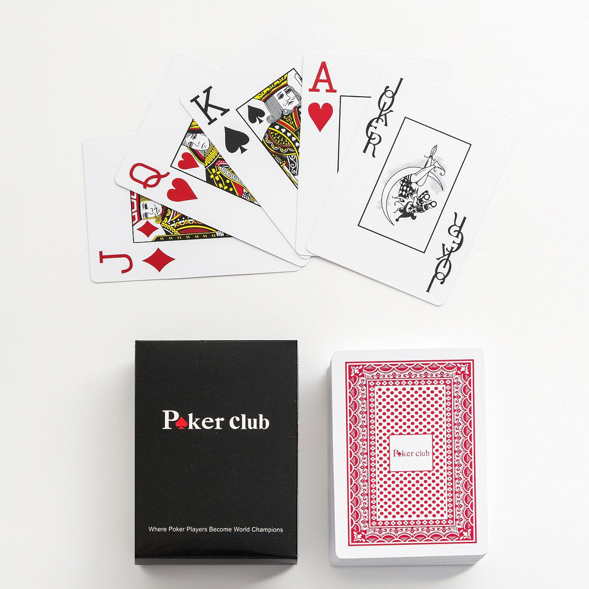 Карты игральные пластиковые "Poker Club" 54шт, для игры в покер, карта 9х6см